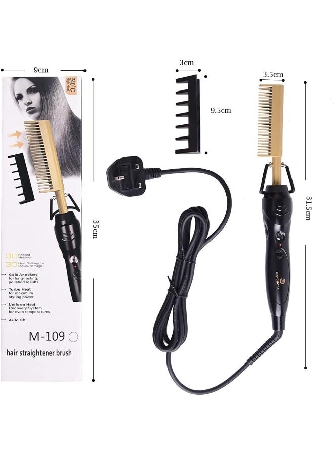 Professional Hair Straightener Comb Ceramic Press Comb with Dual Voltage and Auto Shut-off, Hairdresser Tools - Image 4
