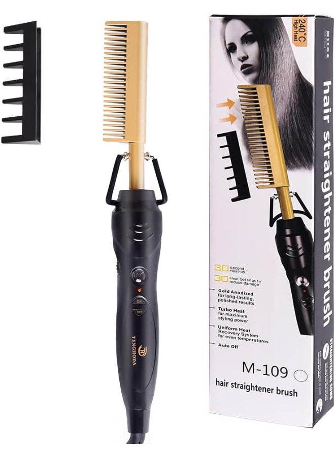 Professional Hair Straightener Comb Ceramic Press Comb with Dual Voltage and Auto Shut-off, Hairdresser Tools - Image 1