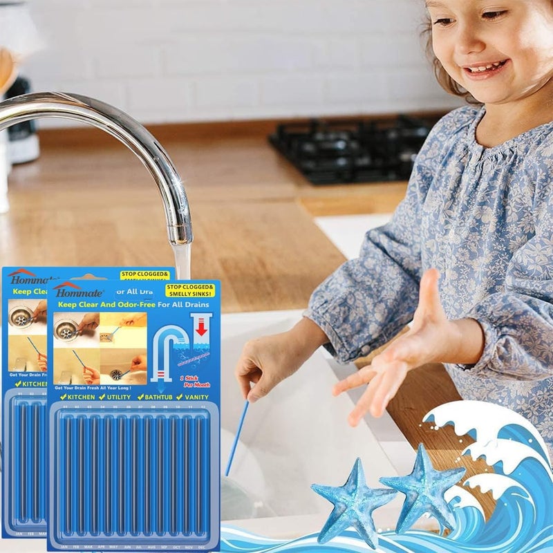Hommate DrainStix عصي تنظيف المصارف وإزالة الروائح - تمنع الانسدادات وتزيل الروائح الكريهة - عصي أحواض المطبخ والحمام - كما شوهد على التلفزيون - Image 4