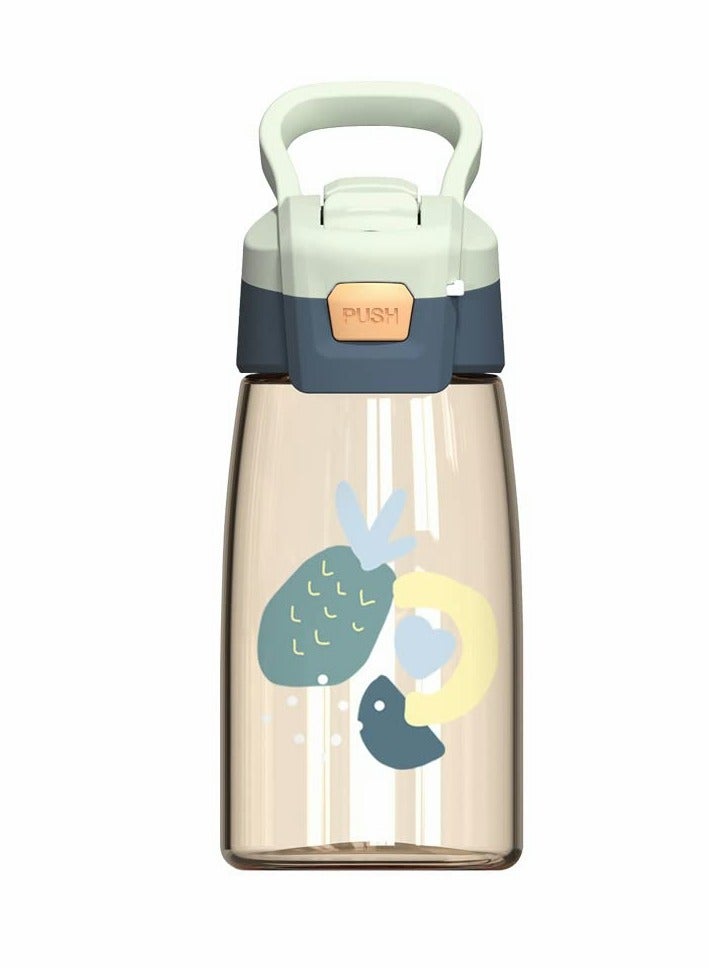 Kids 480ml Water Bottle with Straw, Reusable BPA-Free Drinking Cup for School, Leak-Proof Design, Perfect for Summer Sports Activities for Children (Green) - Image 1