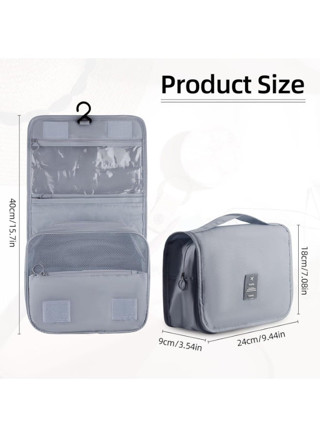 TRAVEL Foldable Hanging Travel Toiletry Bag,Waterproof Portable Travel Bags, Multifunction Travel Makeup Cosmetic Bag Organizer with Hanging Hook (Grey) - Image 2