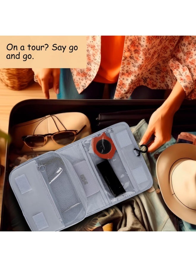 TRAVEL Foldable Hanging Travel Toiletry Bag,Waterproof Portable Travel Bags, Multifunction Travel Makeup Cosmetic Bag Organizer with Hanging Hook (Grey) - Image 3