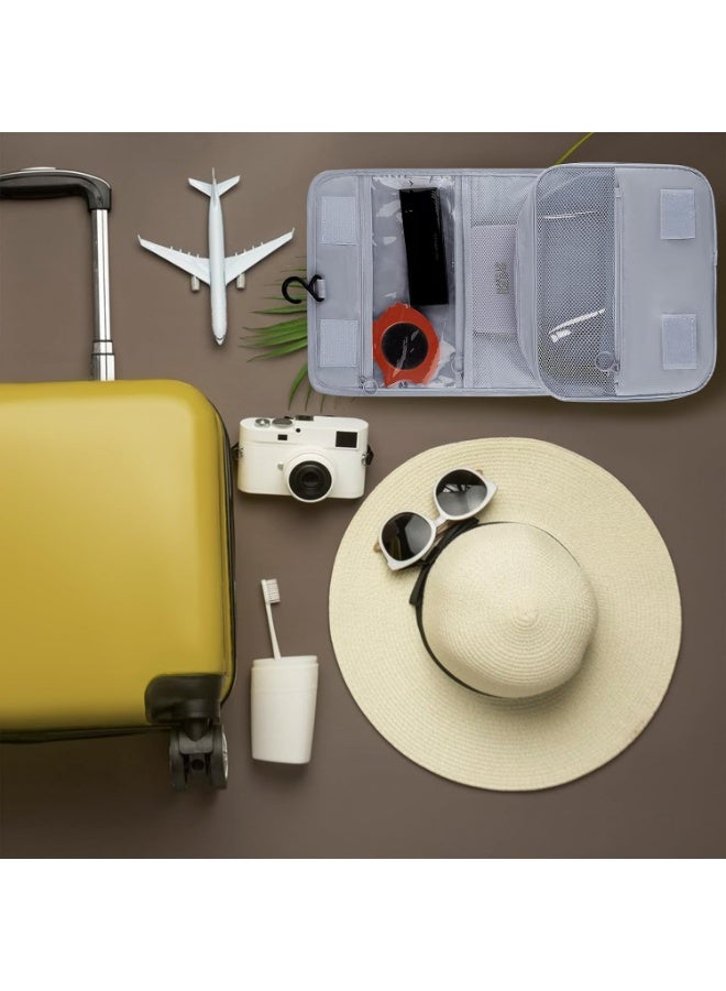 TRAVEL Foldable Hanging Travel Toiletry Bag,Waterproof Portable Travel Bags, Multifunction Travel Makeup Cosmetic Bag Organizer with Hanging Hook (Grey) - Image 5