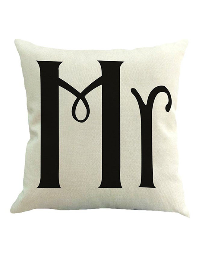 Generic Letter Printed Pillow Case Black/White  - Image 1