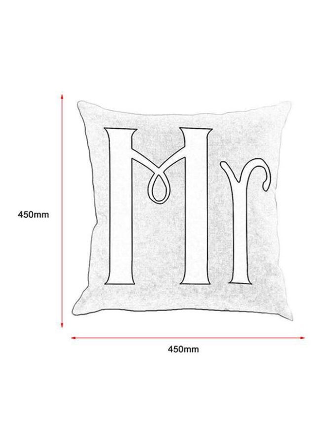 Generic Letter Printed Pillow Case Black/White  - Image 2