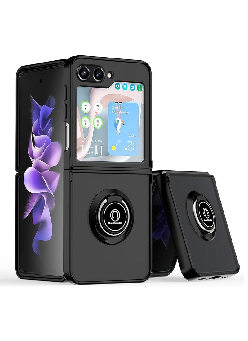 Case for Samsung Galaxy Z Flip 6 5G Rotational Metal Ring Kickstand Cover Shockproof Bumper Matte Finish Hard Back Case Anti Fingerprint Magnetic Car Mount Cover for Samsung Galaxy Z flip6 5G  - Image 1
