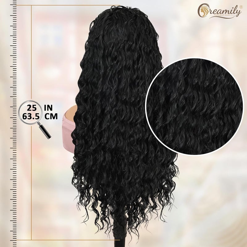 Creamily Body Wave Headband Wig Black Ice Silk Wavy Synthetic Headband Wig for Women 2563cm - Image 5