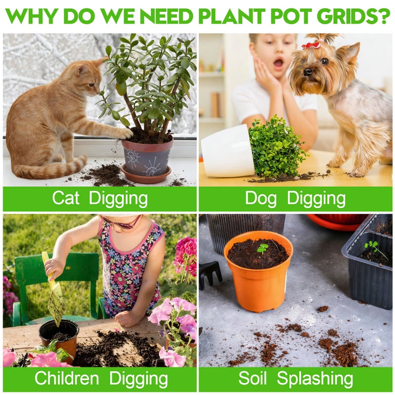phepetroll 6 Pack Plant Pot Grids - 11.8 Inch Cuttable Soil Cover Protector from Cats, Animals Digging Stopper, Indoor Plant Pot Soil Guard for Outdoor Garden Balcony - Image 3