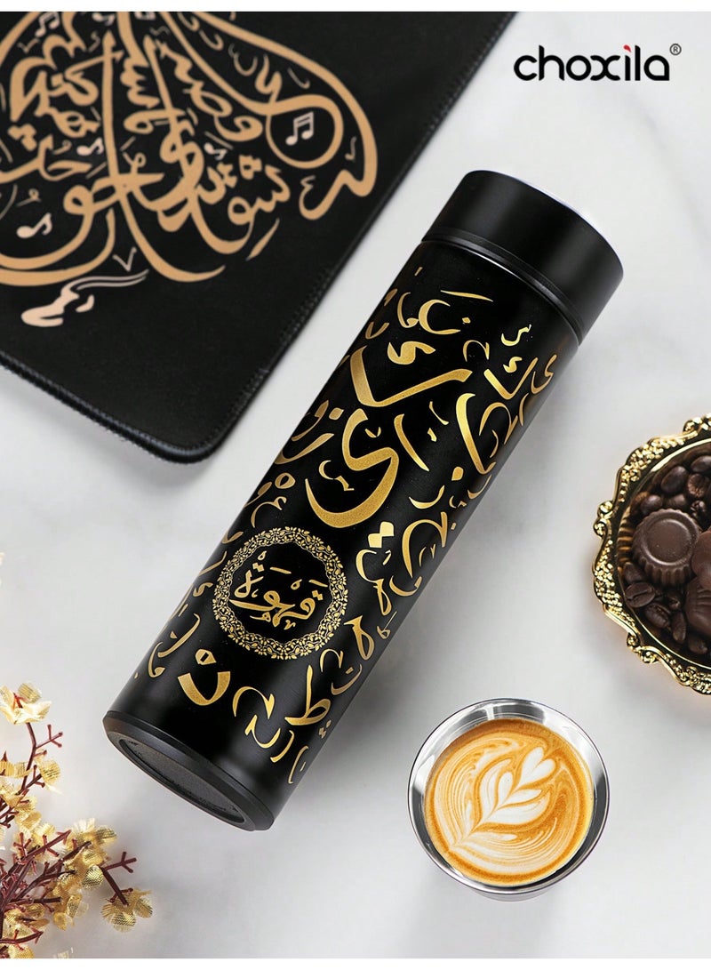 choxila 1set Stainless Steel Vacuum-Insulated Arabic Coffee Pot Set (includes 1 black thermos cup, 1 white thermos cup, 2   black coffee cups, 2 white coffee cups), comes with leak-proof lids, ideal for holiday gifting, outdoor camping, or   travel use - Image 4