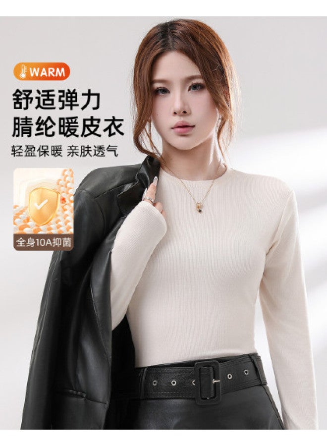 Modal Basic Solid Color Round Neck Long Sleeve Simple Inner Wear Top For Women In Spring And Autumn - Image 1