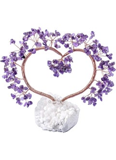 rockcloud Rockcloud Handmade Love Heart Shape Crystal Money Tree with Natural Rock Quartz Geode Base for Wedding Home Office Decor for Wealth and Luck, Amethyst 