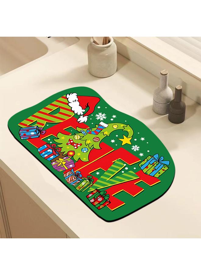 Bluejw Cross-border Christmas Kitchen Drain Mat Grinch Absorbent Tableware Mat Bar Counter Heat Insulation Mat Coffee Machine Drain Mat  - Image 1