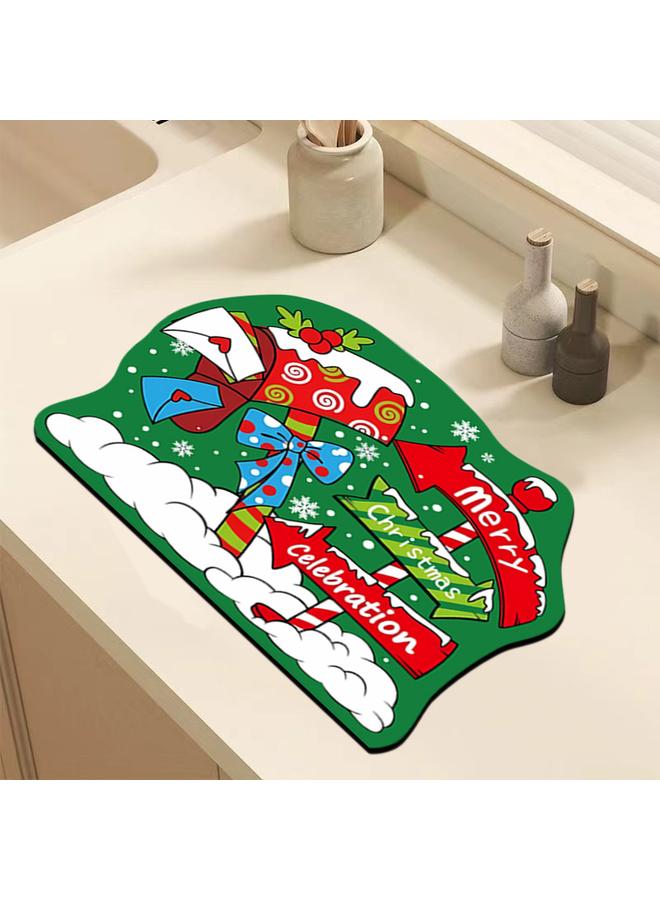 Bluejw Cross-border Christmas Kitchen Drain Mat Grinch Absorbent Tableware Mat Bar Counter Heat Insulation Mat Coffee Machine Drain Mat  - Image 2