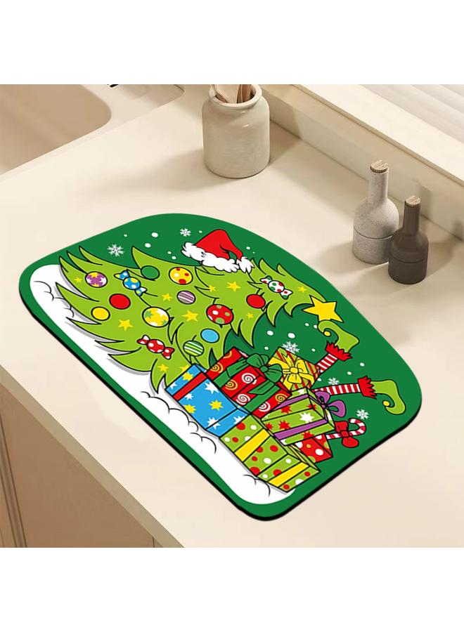Bluejw Cross-border Christmas Kitchen Drain Mat Grinch Absorbent Tableware Mat Bar Counter Heat Insulation Mat Coffee Machine Drain Mat  - Image 4