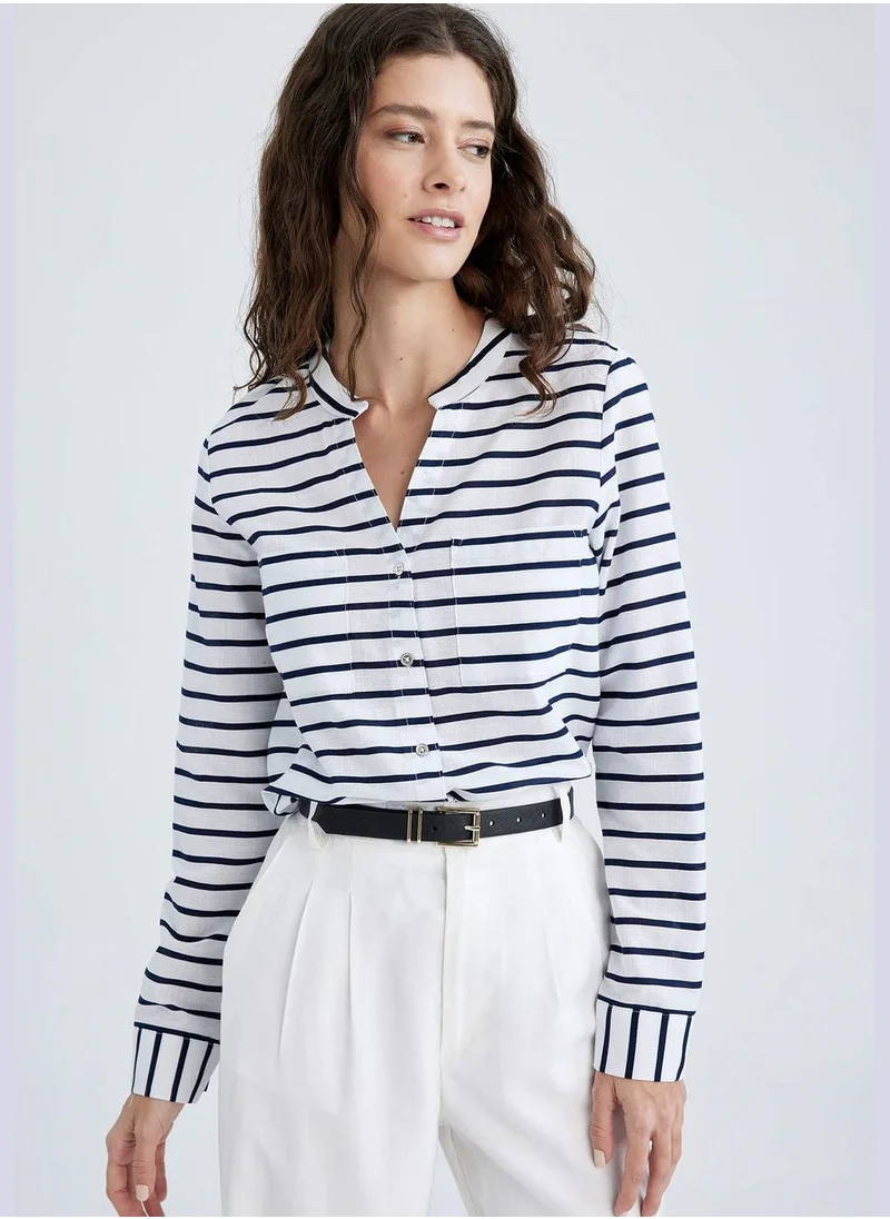 DeFacto Relaxed Fit Striped Poplin Shirt