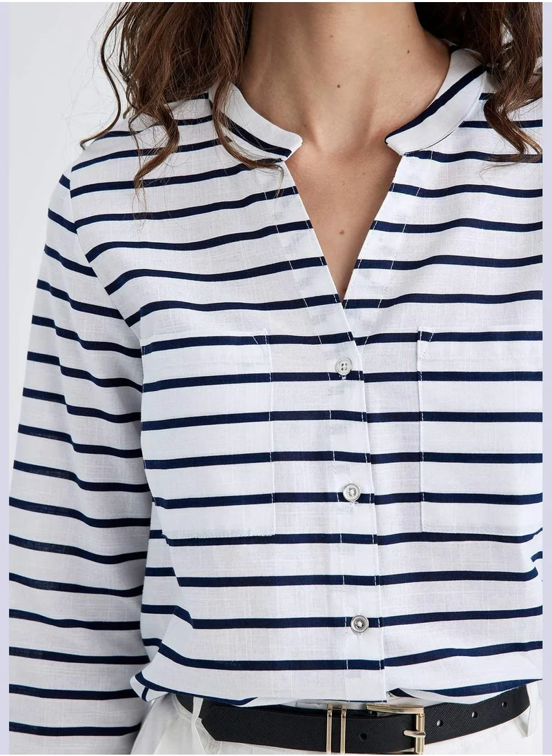 DeFacto Relaxed Fit Striped Poplin Shirt