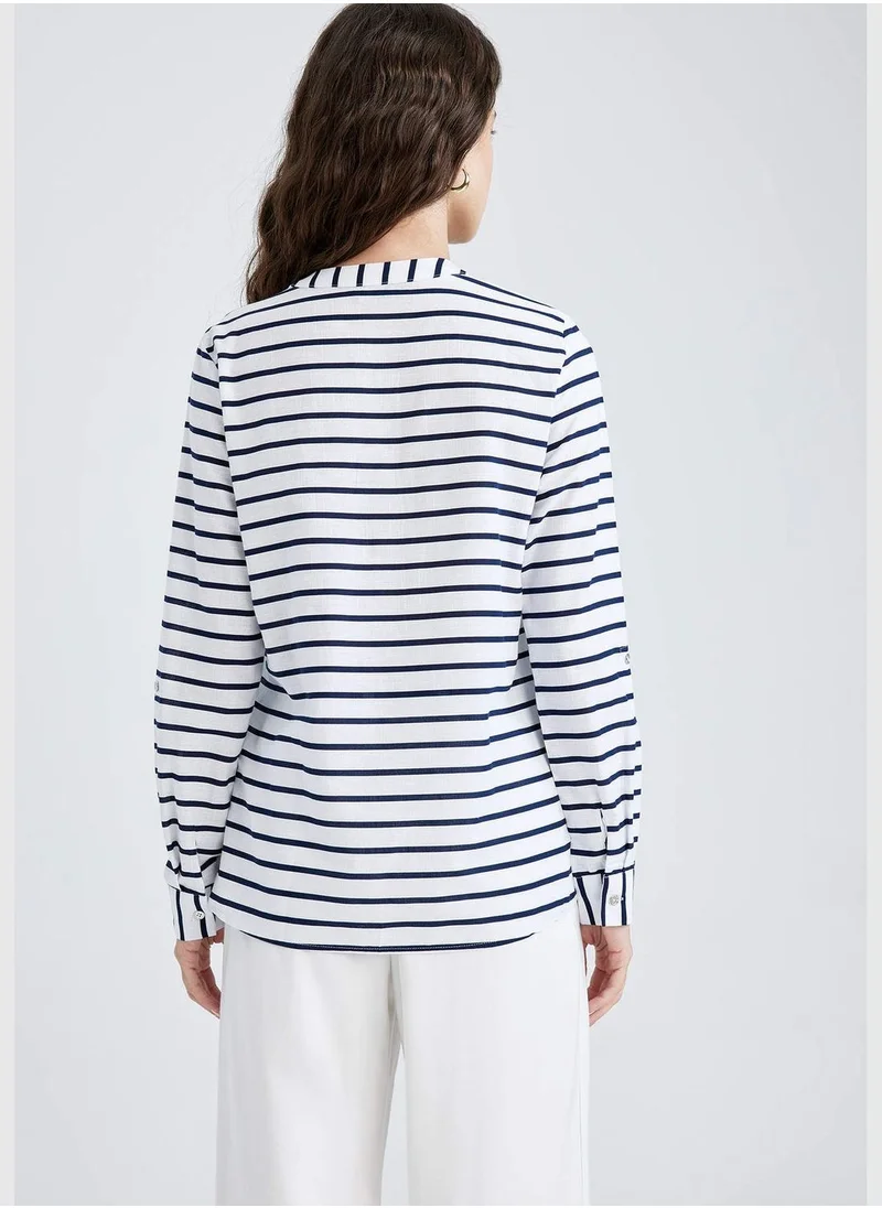 DeFacto Relaxed Fit Striped Poplin Shirt