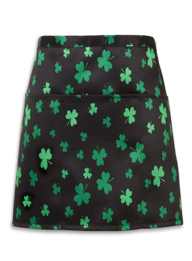 Plum Hill Shamrock St. Patrick's Day Half Waist Apron With 3 Pockets Waterproof 100% Polyester Cocktail Aprons for Waitresses Servers Bartenders Vendors - Image 1