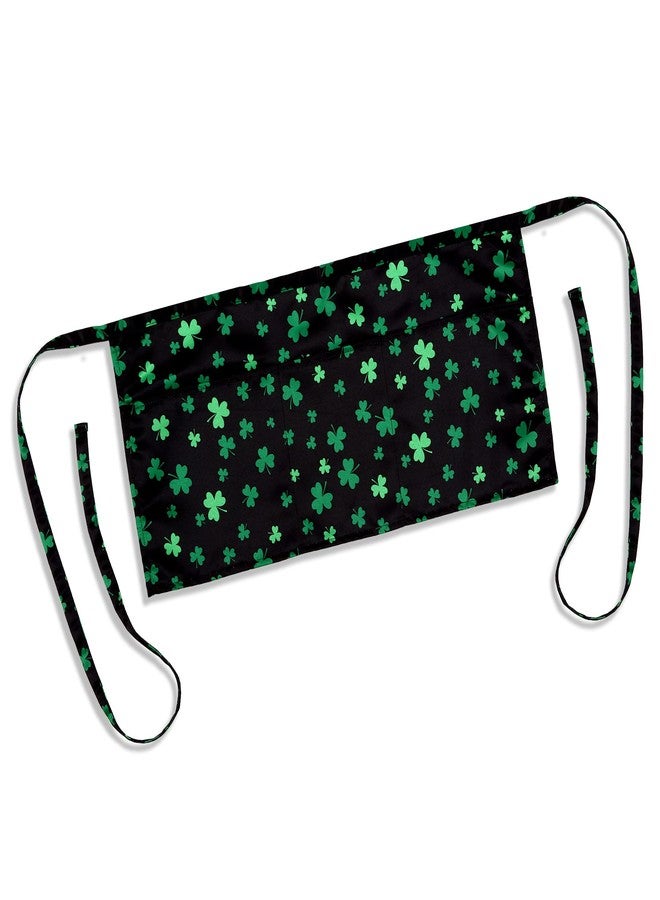 Plum Hill Shamrock St. Patrick's Day Half Waist Apron With 3 Pockets Waterproof 100% Polyester Cocktail Aprons for Waitresses Servers Bartenders Vendors - Image 3