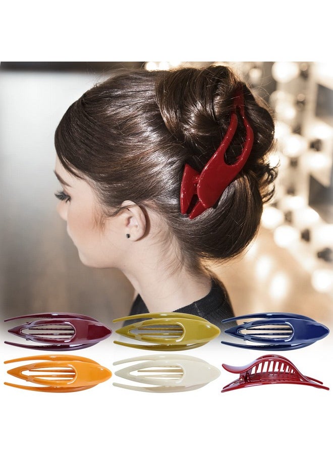 RC ROCHE ORNAMENT 6 Pcs Womens French Concord Curved Hair Clip No Slip Strong Grip Comfortable Hold Girls Ladies Beauty Accessory Fashion Pin Teeth Clamp Large Classic Multicolor  - Image 2