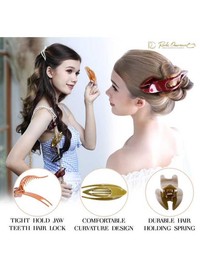 RC ROCHE ORNAMENT 6 Pcs Womens French Concord Curved Hair Clip No Slip Strong Grip Comfortable Hold Girls Ladies Beauty Accessory Fashion Pin Teeth Clamp Large Classic Multicolor  - Image 3