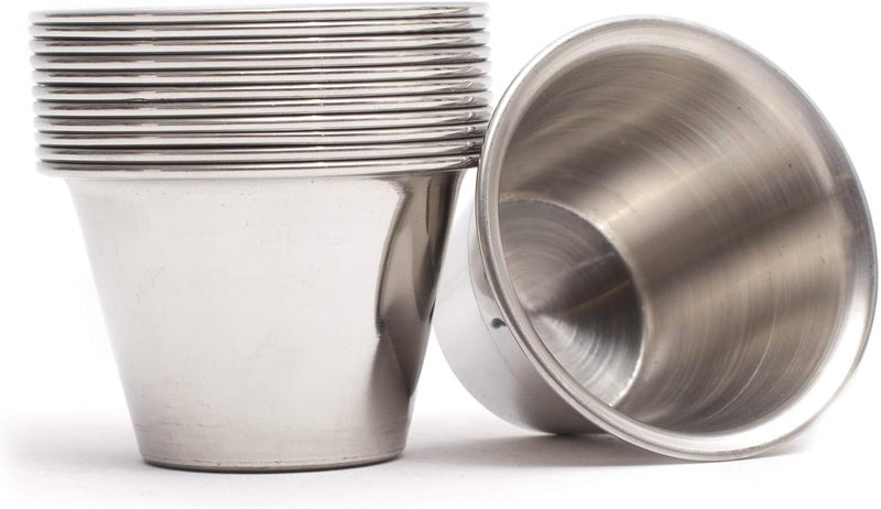 EHOMEA2Z Ramekins Stainless Steel Condiment Sauce Cups Metal Ramekins Commercial Grade Multifunctional Ideal for All Hot and Cold Sauces Individual Portion Cups 12 3 oz - Image 1