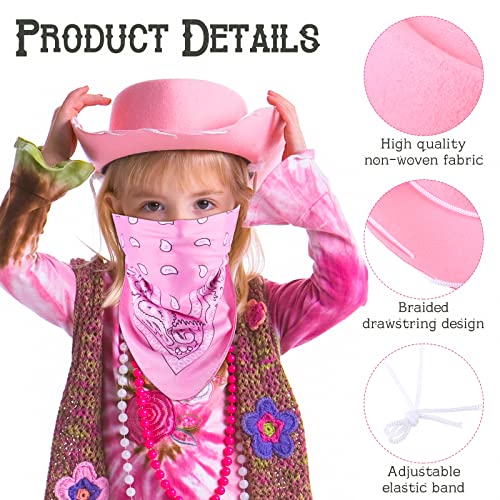 Unittype 18 Sets Cowboy Hats and Bandanas Bulk Kids Western Cowboy Costume Accessories Kids Party Supplies Pink - Image 5