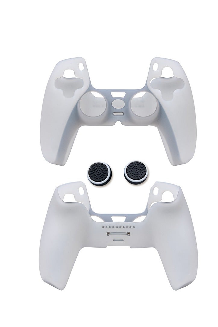 SMARTTECH غطاء سيليكون لجهاز تحكم PS5 DualSense - جراب مضاد للانزلاق والخدش مع أغطية عصا التحكم شفافة - Image 1