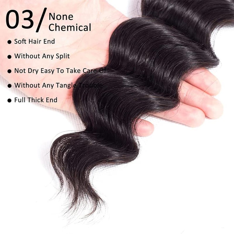 Borchan Loose Deep Wave Bundles Human Hair 18 20 22 Inch, 100% Unprocessed Virgin Brazilian Remy Loose Deep Wave Human Hair Weave Bundles for Black Women, Loose Wave 3 Bundles - Image 5