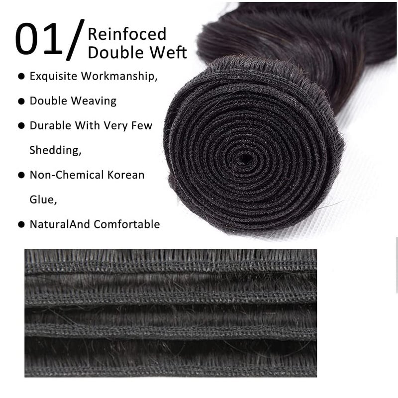 Borchan Loose Deep Wave Bundles Human Hair 18 20 22 Inch, 100% Unprocessed Virgin Brazilian Remy Loose Deep Wave Human Hair Weave Bundles for Black Women, Loose Wave 3 Bundles - Image 3