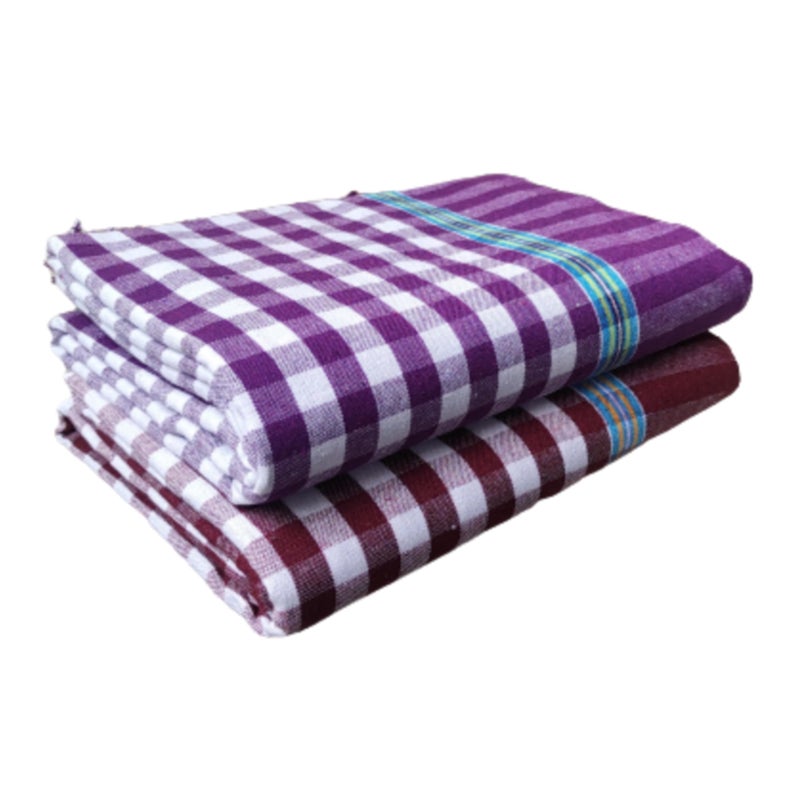 VUNNAVA Handloom 100% Pure Cotton Towels Small Size 26/52Inch(66/132cm) 2/4feet Heavy Quality (Multicolour Pack of 2) - Design 7 - Image 2