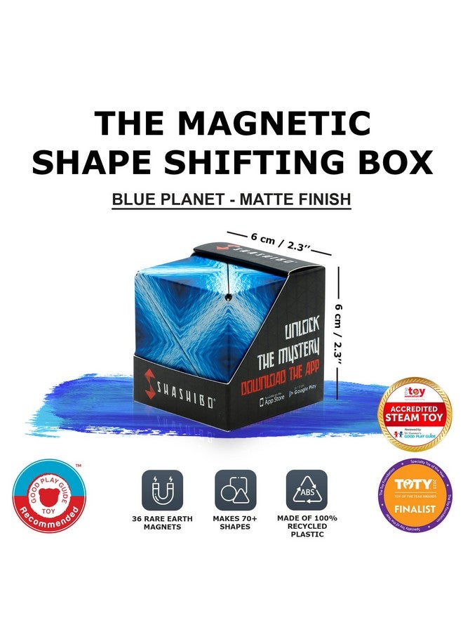 SHASHIBO Shape Shifting Box - Award-Winning, Patented Fidget Cube W/ 36 Rare Earth Magnets - Transforms Into Over 70 Shapes, Download Fun In Motion Toys Mobile App (Original Series - Blue Planet) - Image 2