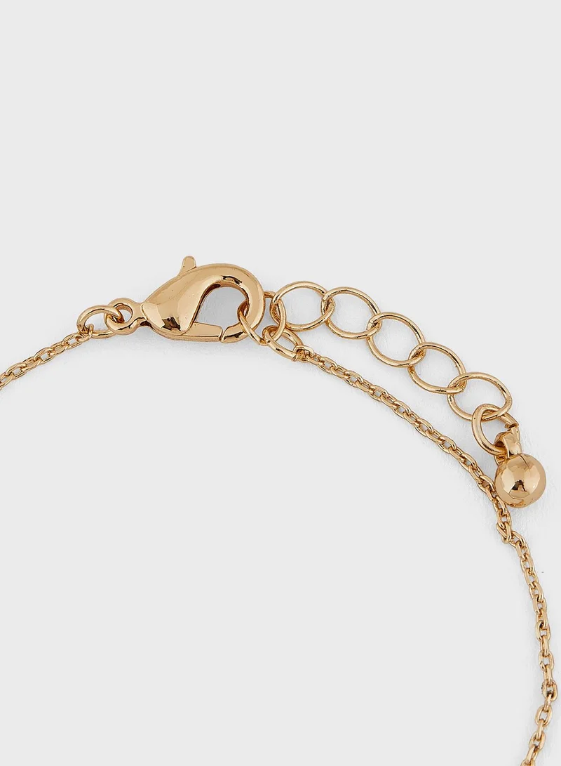 Khizana Arabic Initial "F" Disc Bracelet