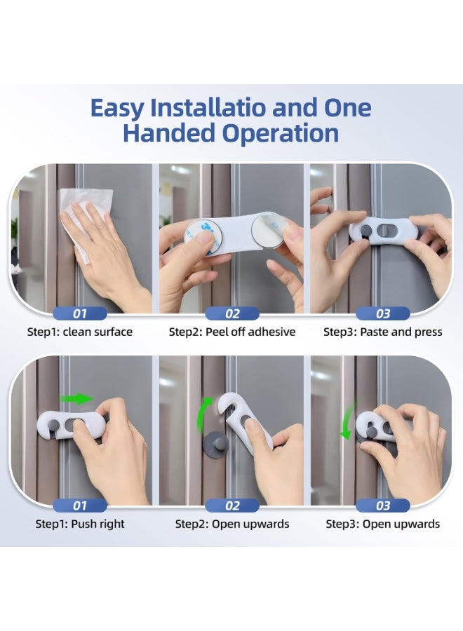 مجموعة 5 أقفال أمان للأطفال، تثبيت لاصق بدون حفر للأدراج والخزائن والأجهزة المنزلية - Image 5