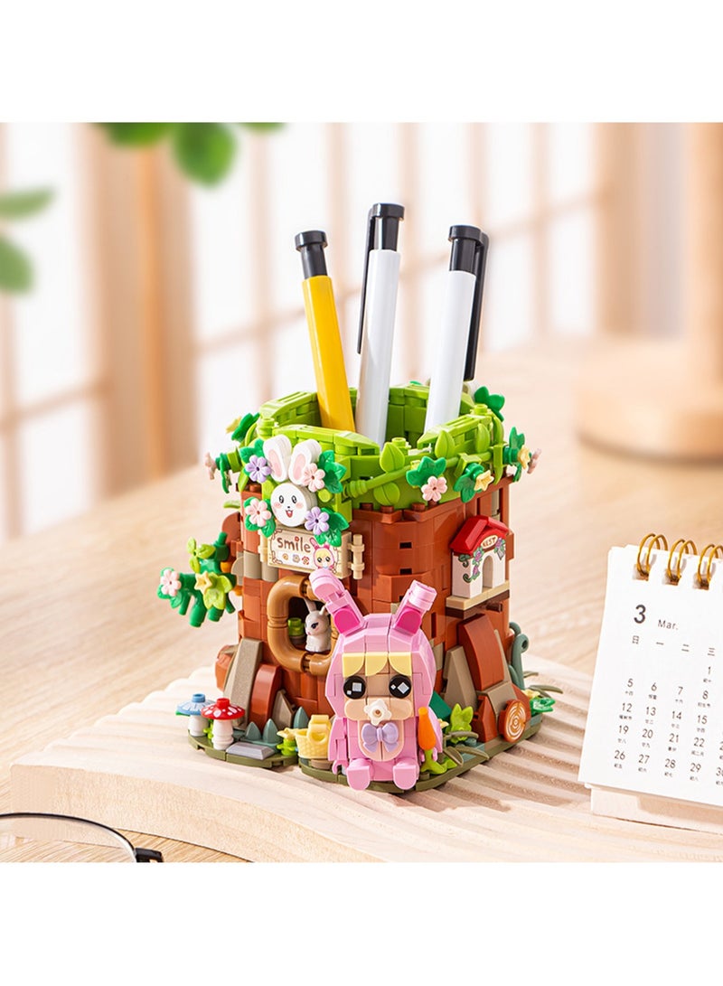 Pen Holder Storage Model Set Building Blocks Creative Diy Assembly Simulation Building Assembly Toys Children Adult Home Decoration (Tree House) - Image 2
