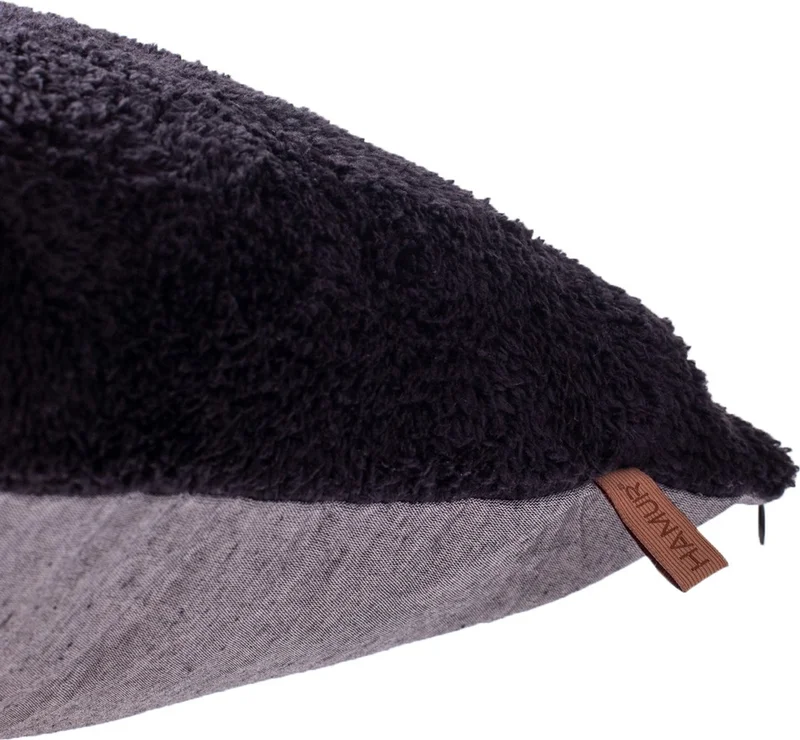 Hamur Dough Scandinavian Bohemian 2 Pack Teddy Puffy Throw Pillow Cover Black