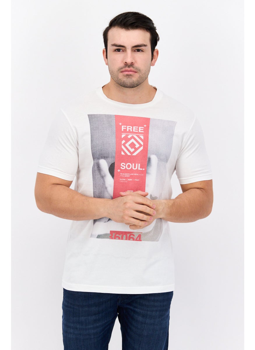 Free Soul - Men Crew Neck Short Sleeve Graphic Print Troon T-Shirt, White - Image 1
