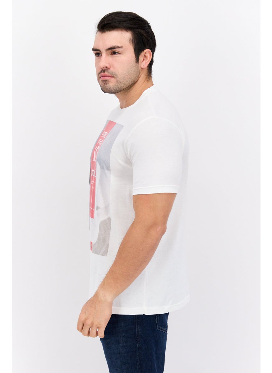 Free Soul - Men Crew Neck Short Sleeve Graphic Print Troon T-Shirt, White - Image 1
