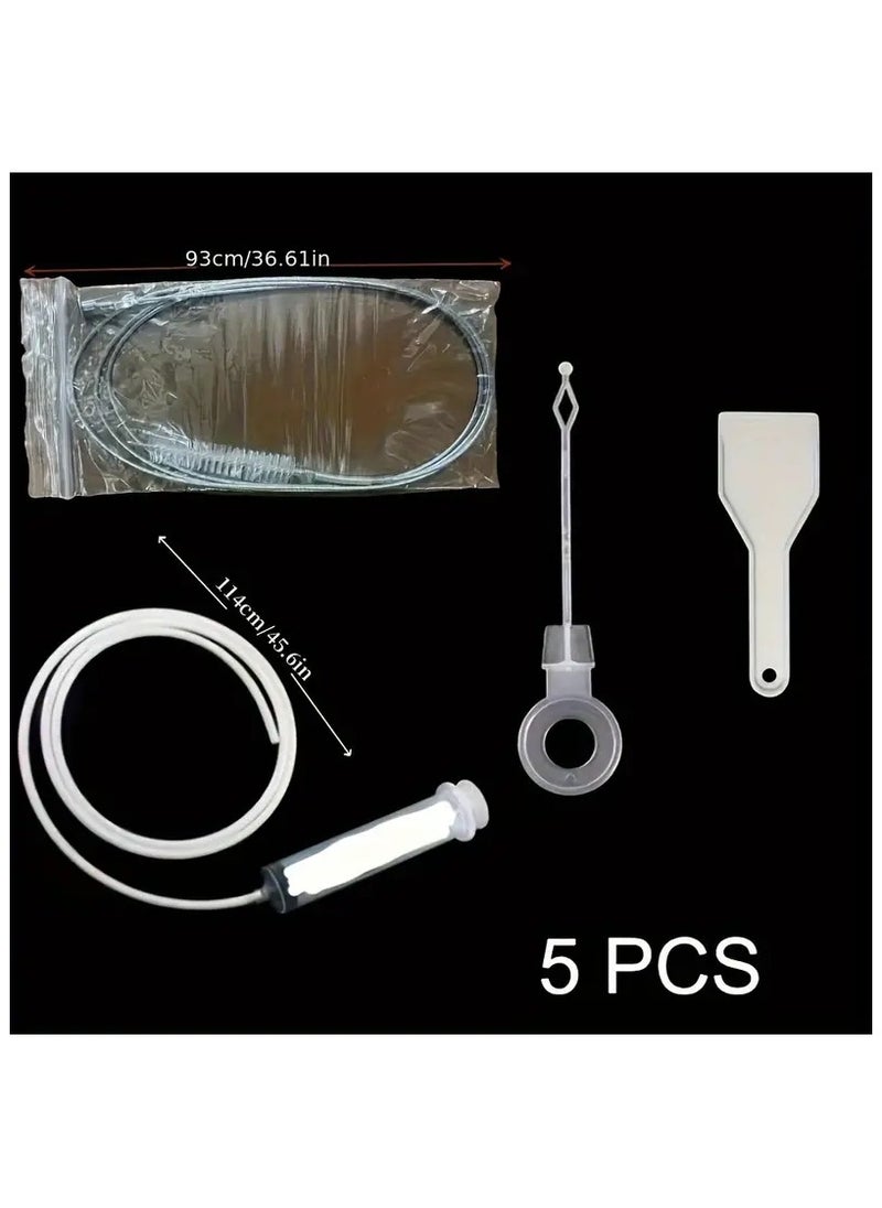 جلوسكي 5pcs/مجموعة ثلاجة تصريف فتحة انسداد أداة غسل ثلاجة قابلة لإعادة الاستخدام مجموعة تجريف ثلاجة ، فرشاة غسل تصريف أداة غسل ثلاجة تنظيف أنابيب خزان الأسماك  - Image 5