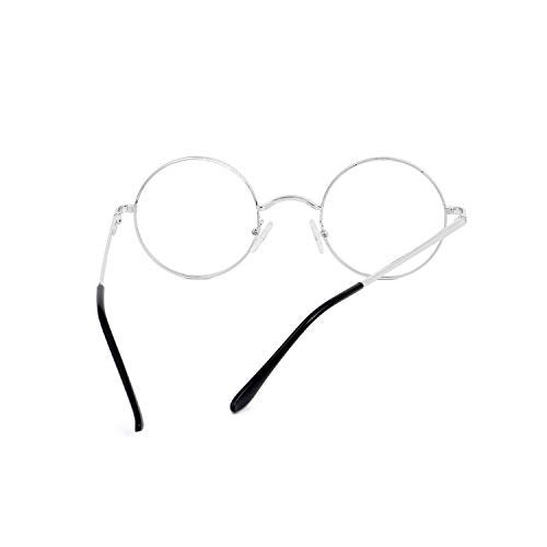 EYLRIM Round Blue Light Blocking Glasses for Women Men Circle Clear Lens Metal Frame Eyeglasses Non Prescription(A2 Silver) - Image 5