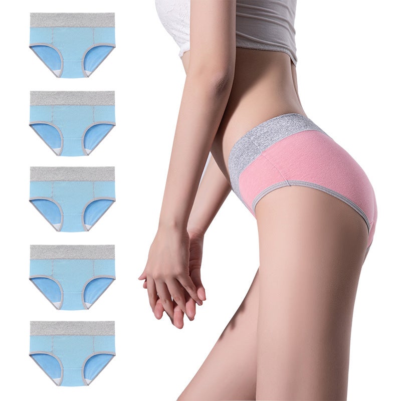 5-Piece Combination Waist Hip Spot Cotton Solid Color Underwear Ladies Plus Large Size - Image 1