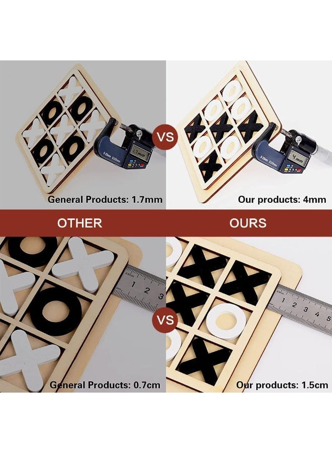 JZS Tic Tac Toe, Wood Tic-Tac-Toe Mini Board Game Toys for Kids,Kids Birthday Party Favors, Classroom Prizes, Simple Puzzle Game, Exercise hand-brain coordination, 3Pcs 3 Color - Image 4