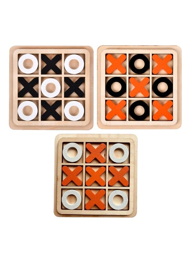 JZS Tic Tac Toe, Wood Tic-Tac-Toe Mini Board Game Toys for Kids,Kids Birthday Party Favors, Classroom Prizes, Simple Puzzle Game, Exercise hand-brain coordination, 3Pcs 3 Color - Image 1