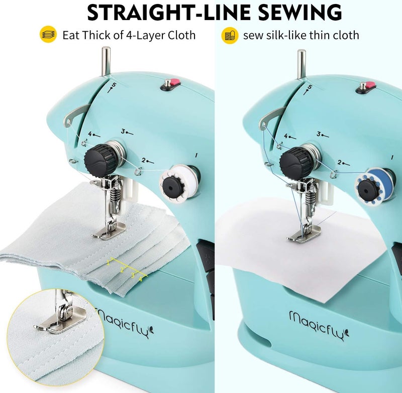 Magicfly Mini Sewing Machine with Extension Table, Dual Speed Portable Sewing Machine for Beginners with Light, Sewing Kit for Household Use, Blue - Image 5