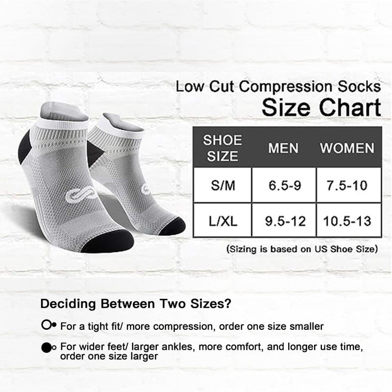 PAPLUS Low Cut Compression Socks for Men and Women (6 Pairs), No Show Ankle Running Socks with Arch Support for Plantar Fasciitis, Cyling, Athletic, Flight, Travel, Nurses. Gray L/XL - Image 2