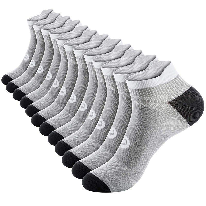 PAPLUS Low Cut Compression Socks for Men and Women (6 Pairs), No Show Ankle Running Socks with Arch Support for Plantar Fasciitis, Cyling, Athletic, Flight, Travel, Nurses. Gray L/XL - Image 1