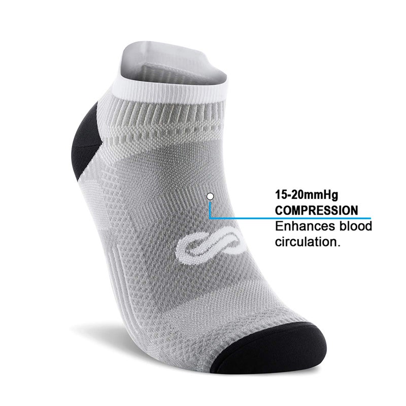 PAPLUS Low Cut Compression Socks for Men and Women (6 Pairs), No Show Ankle Running Socks with Arch Support for Plantar Fasciitis, Cyling, Athletic, Flight, Travel, Nurses. Gray L/XL - Image 3
