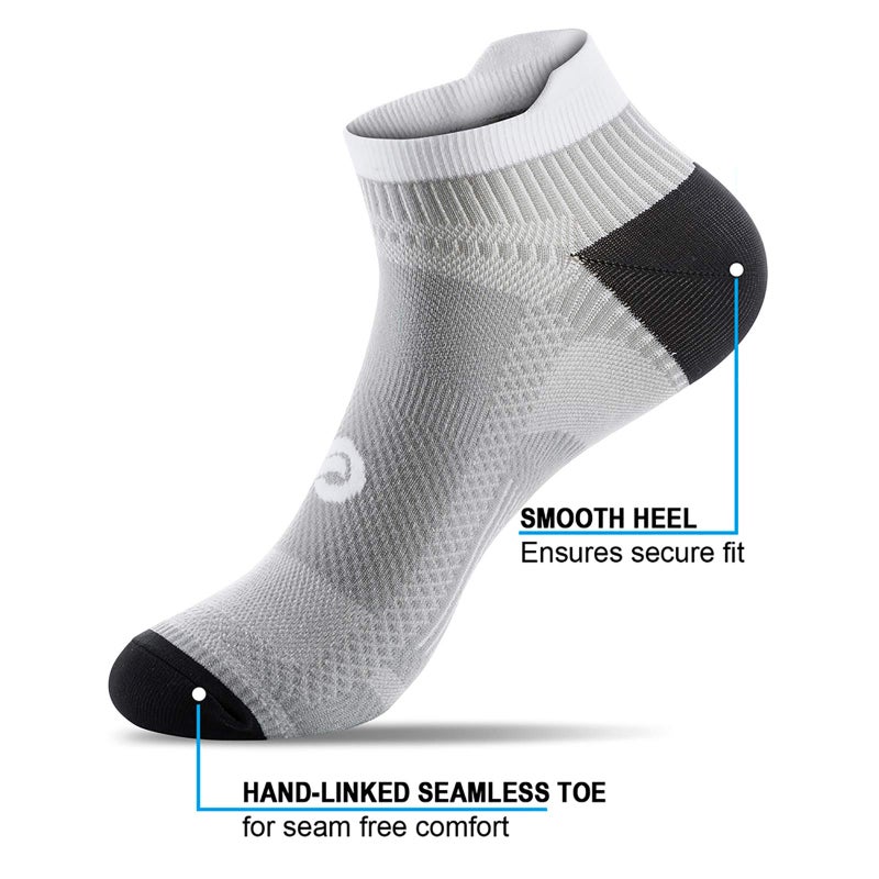 PAPLUS Low Cut Compression Socks for Men and Women (6 Pairs), No Show Ankle Running Socks with Arch Support for Plantar Fasciitis, Cyling, Athletic, Flight, Travel, Nurses. Gray L/XL - Image 4