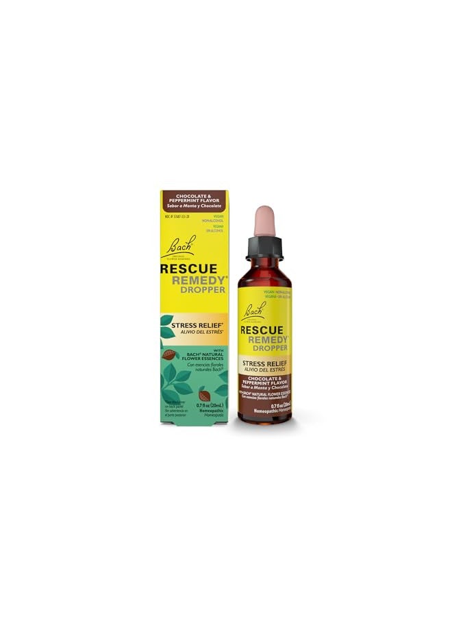 RESCUE Bach RESCUE Remedy- Chocolate Peppermint Flavor- Stress Relief- Homeopathic- Flower Essences- 20mL  - Image 1
