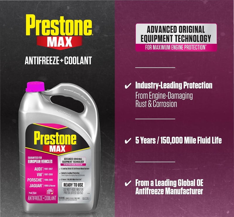 Prestone MAX Euro Pink 50/50 Antifreeze Automotive Coolant, Pack of One - Image 3